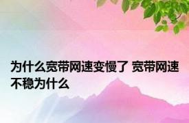 为什么宽带网速变慢了 宽带网速不稳为什么