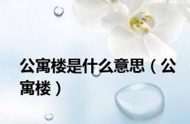 公寓楼是什么意思（公寓楼）