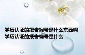 学历认证的报告编号是什么东西啊 学历认证的报告编号是什么