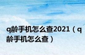 q龄手机怎么查2021（q龄手机怎么查）