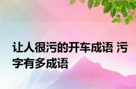 让人很污的开车成语 污字有多成语