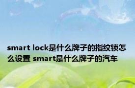 smart lock是什么牌子的指纹锁怎么设置 smart是什么牌子的汽车