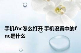 手机fnc怎么打开 手机设置中的fnc是什么