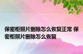 保密柜照片删除怎么恢复正常 保密柜照片删除怎么恢复