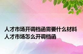 人才市场开调档函需要什么材料 人才市场怎么开调档函