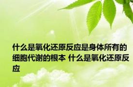 什么是氧化还原反应是身体所有的细胞代谢的根本 什么是氧化还原反应