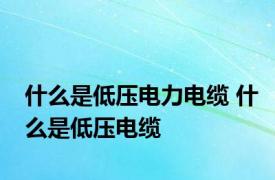 什么是低压电力电缆 什么是低压电缆