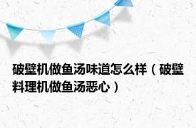 破壁机做鱼汤味道怎么样（破壁料理机做鱼汤恶心）