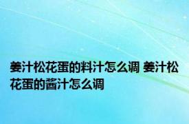 姜汁松花蛋的料汁怎么调 姜汁松花蛋的酱汁怎么调