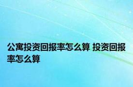 公寓投资回报率怎么算 投资回报率怎么算