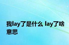 我lay了是什么 lay了啥意思