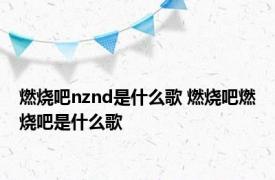 燃烧吧nznd是什么歌 燃烧吧燃烧吧是什么歌