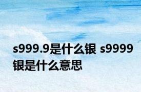 s999.9是什么银 s9999银是什么意思