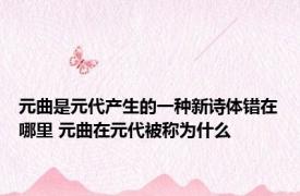 元曲是元代产生的一种新诗体错在哪里 元曲在元代被称为什么