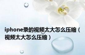 iphone录的视频太大怎么压缩（视频太大怎么压缩）