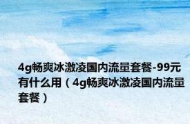 4g畅爽冰激凌国内流量套餐-99元有什么用（4g畅爽冰激凌国内流量套餐）