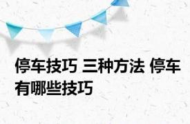 停车技巧 三种方法 停车有哪些技巧