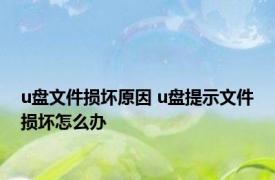 u盘文件损坏原因 u盘提示文件损坏怎么办