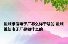 盐城维信电子厂怎么样干啥的 盐城维信电子厂是做什么的