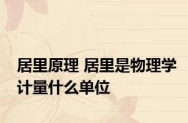 居里原理 居里是物理学计量什么单位