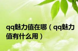 qq魅力值在哪（qq魅力值有什么用）