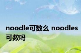 noodle可数么 noodles可数吗