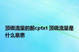 顶级流量的前cptxt 顶级流量是什么意思