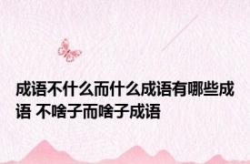 成语不什么而什么成语有哪些成语 不啥子而啥子成语