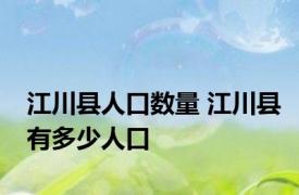 江川县人口数量 江川县有多少人口