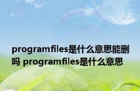 programfiles是什么意思能删吗 programfiles是什么意思