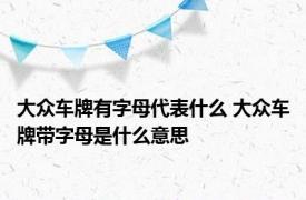 大众车牌有字母代表什么 大众车牌带字母是什么意思