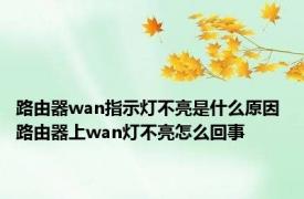 路由器wan指示灯不亮是什么原因 路由器上wan灯不亮怎么回事