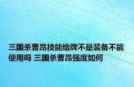 三国杀曹昂技能给牌不是装备不能使用吗 三国杀曹昂强度如何