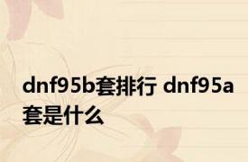 dnf95b套排行 dnf95a套是什么