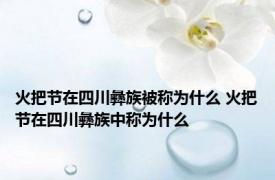 火把节在四川彝族被称为什么 火把节在四川彝族中称为什么