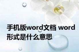 手机版word文档 word形式是什么意思