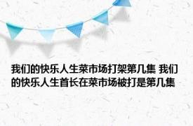 我们的快乐人生菜市场打架第几集 我们的快乐人生首长在菜市场被打是第几集