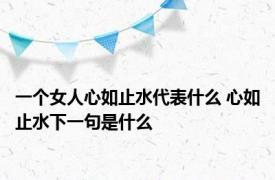 一个女人心如止水代表什么 心如止水下一句是什么