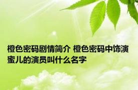 橙色密码剧情简介 橙色密码中饰演蜜儿的演员叫什么名字