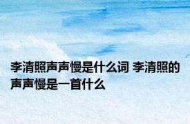 李清照声声慢是什么词 李清照的声声慢是一首什么