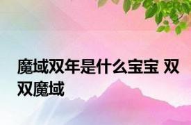 魔域双年是什么宝宝 双双魔域 