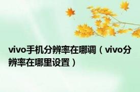 vivo手机分辨率在哪调（vivo分辨率在哪里设置）