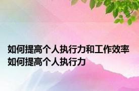 如何提高个人执行力和工作效率 如何提高个人执行力