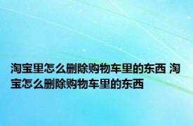 淘宝里怎么删除购物车里的东西 淘宝怎么删除购物车里的东西