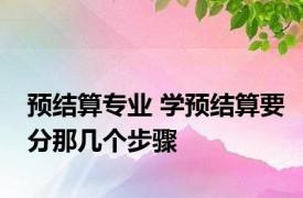 预结算专业 学预结算要分那几个步骤