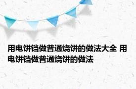 用电饼铛做普通烧饼的做法大全 用电饼铛做普通烧饼的做法