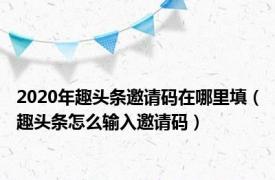 2020年趣头条邀请码在哪里填（趣头条怎么输入邀请码）