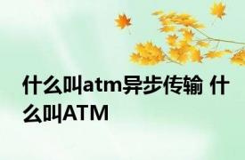 什么叫atm异步传输 什么叫ATM