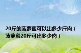 20斤的菠萝蜜可以出多少斤肉（菠萝蜜20斤可出多少肉）