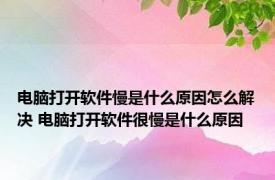 电脑打开软件慢是什么原因怎么解决 电脑打开软件很慢是什么原因